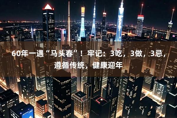 60年一遇“马头春”！牢记：3吃，3做，3忌，遵循传统，健康迎年